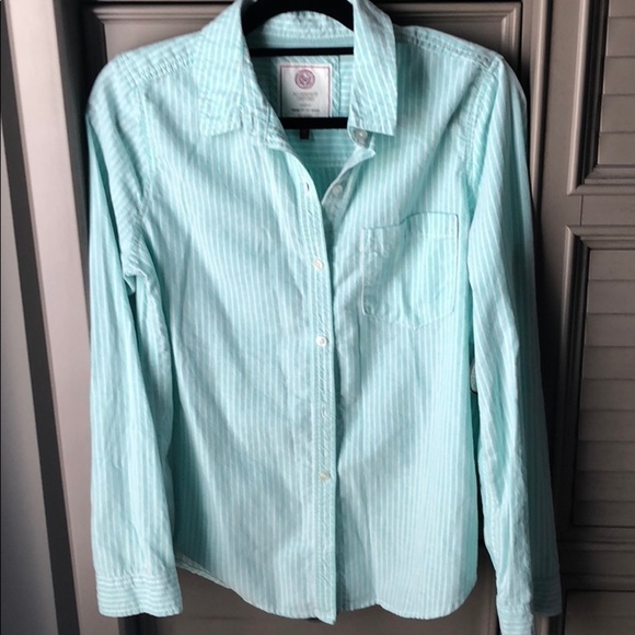 NWT SO green & white striped oxford size large - Picture 1 of 2